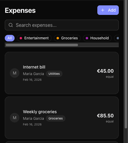 Expense tracking with categories and splits