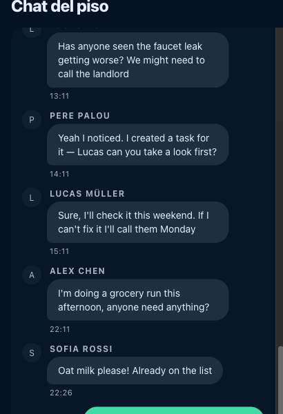 Chat en tiempo real de HouseKeepr para comunicación del piso