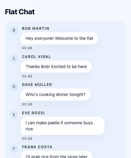 Flat chat messaging screen